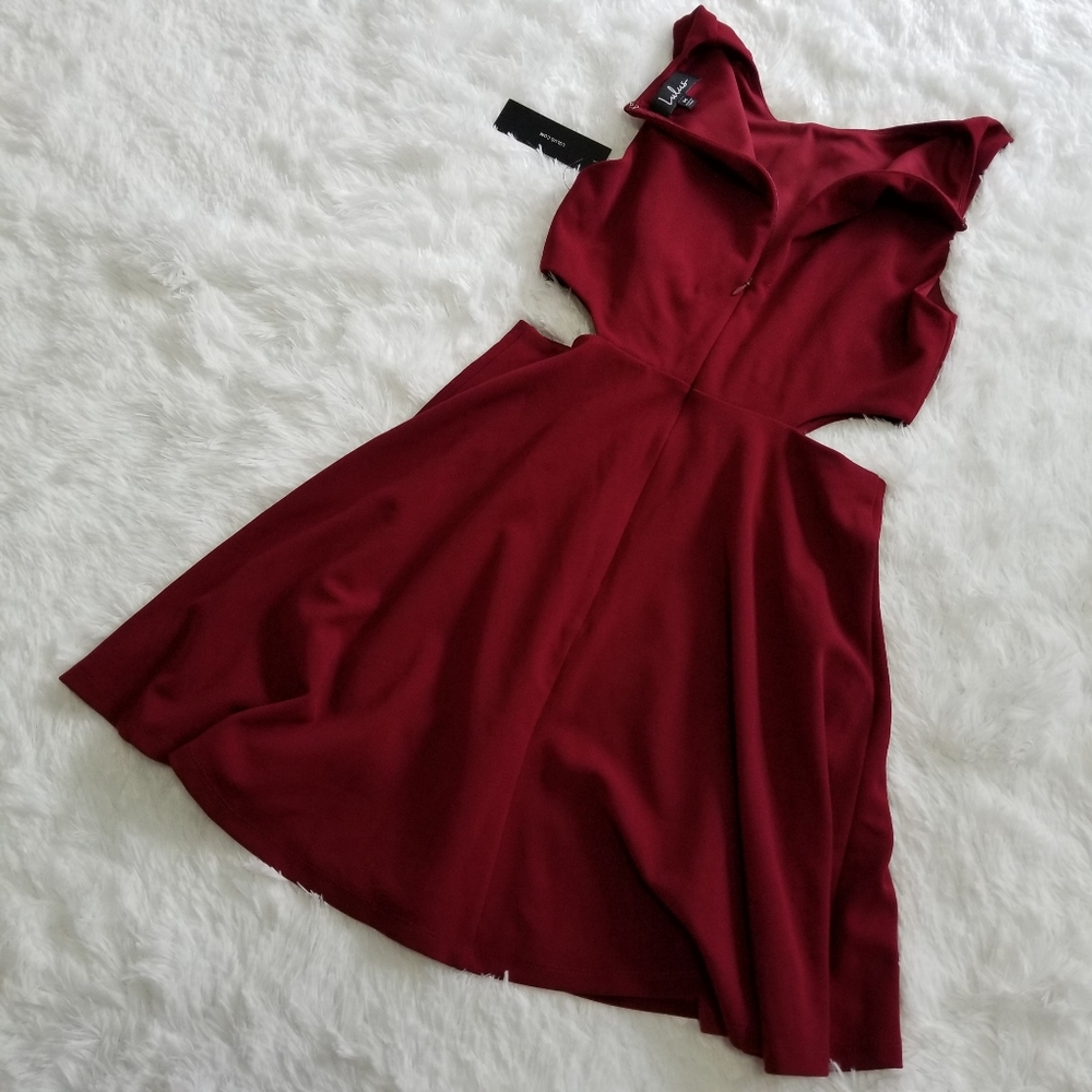 NWT Lulu's wine red cutout skater dress - Picture 7 of 7